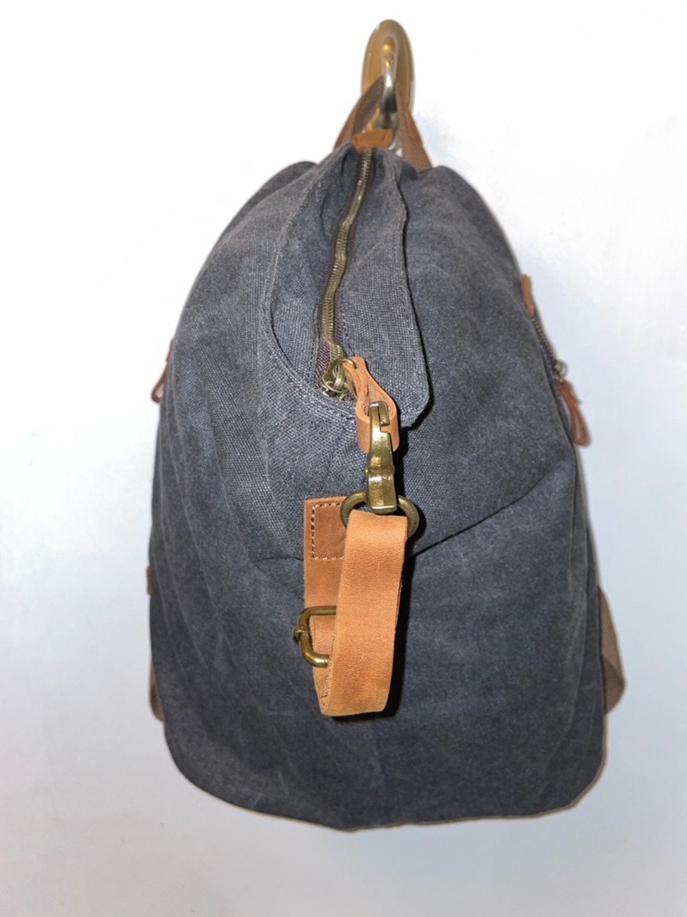 Black Denim Canvas Weekender Backpack School Work Laptop Bag